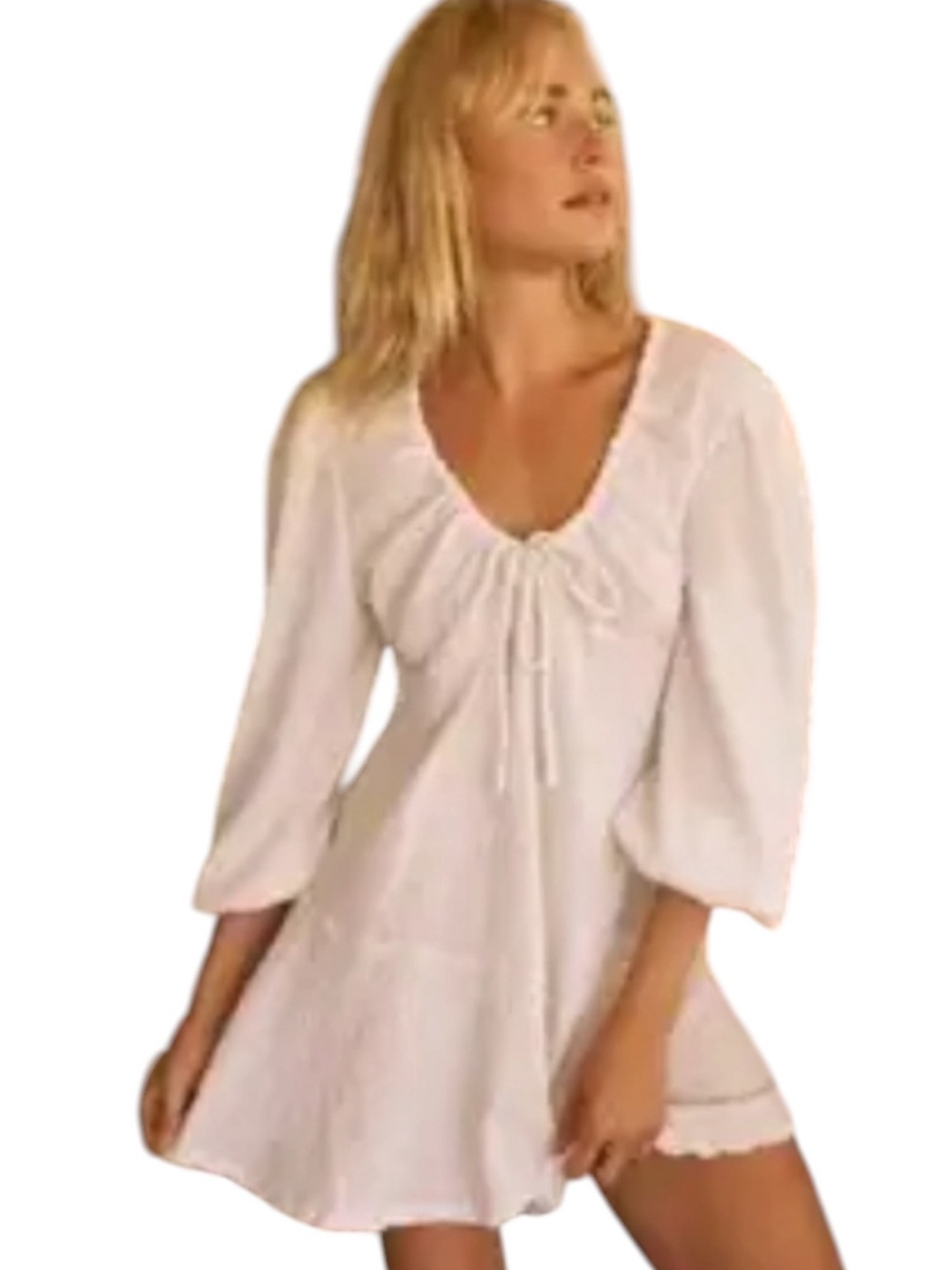 Free People Anderson Mini Dress White L Boho Cottagecore